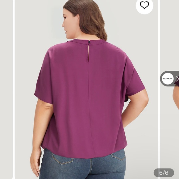 Bloomchic-Solid Keyhole Gathered Dolman Sleeve Blouse US12 - Picture 4 of 6